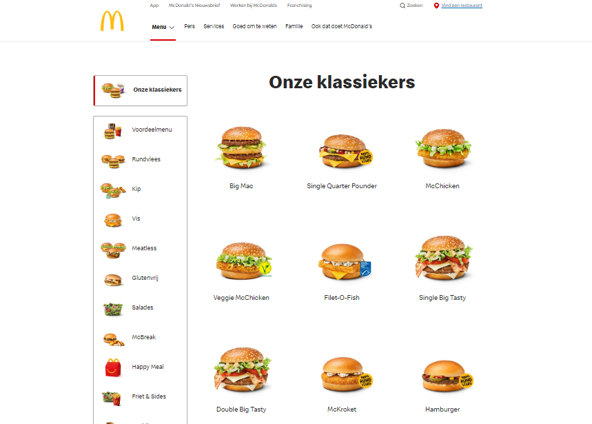 McDonald's Menuprijzen (Netherlands)
