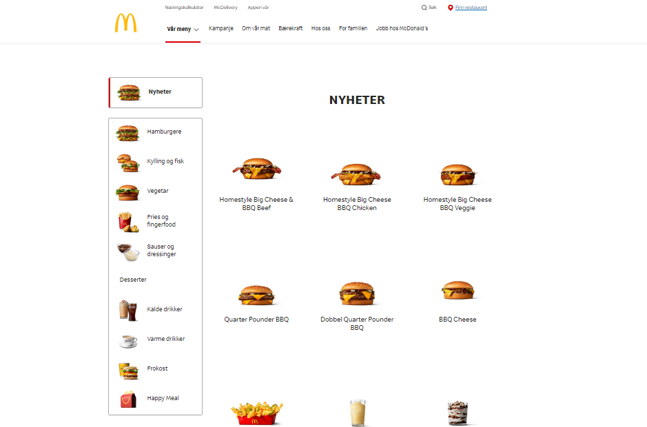 McDonald's Meny Priser (Norway)