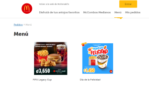 McDonald's Precios del Menú (Costa Rica)