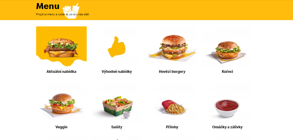 Přehled menu McDonald's Ceny (Česká republika).